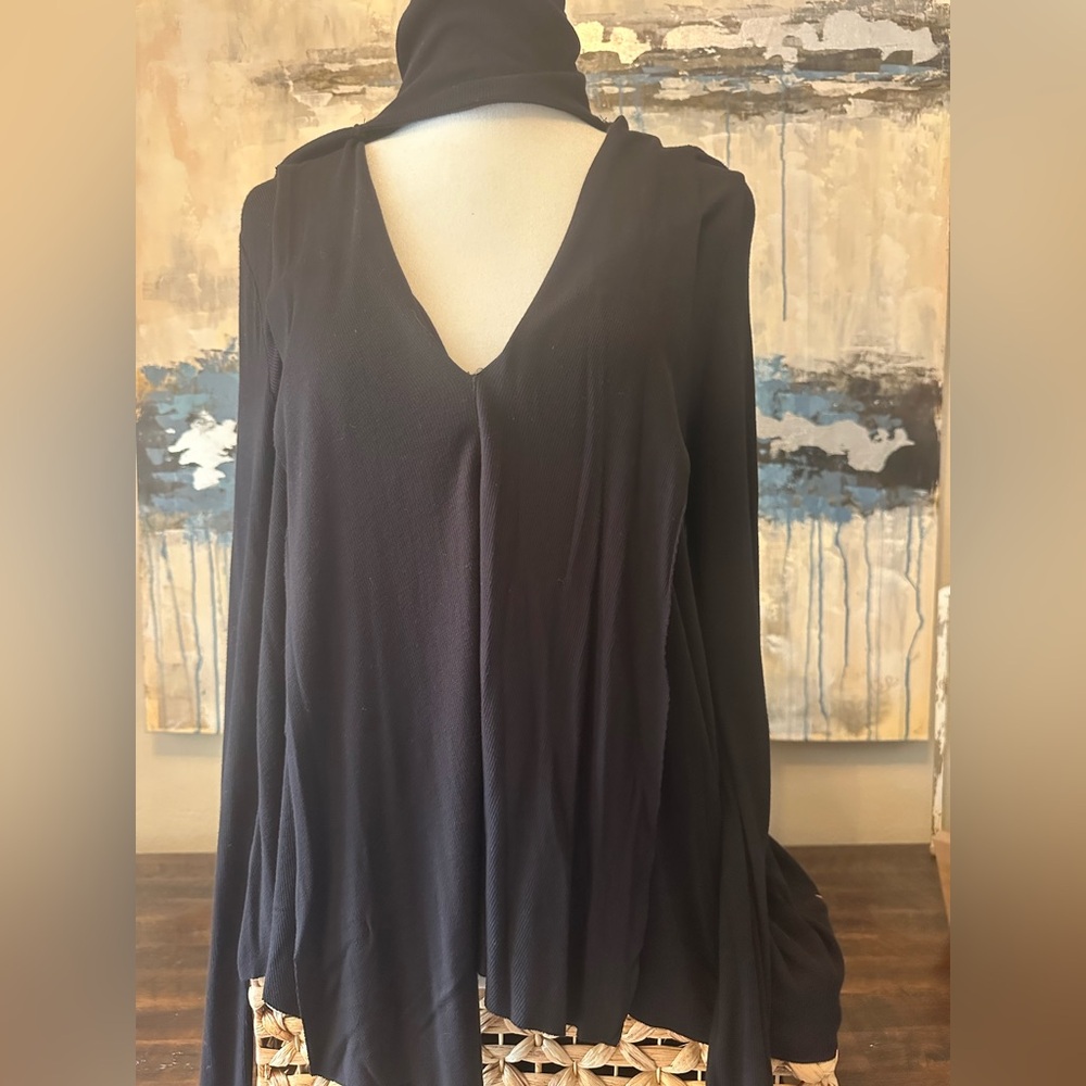 Free People Black Asymmetrical Keyhole Tunic